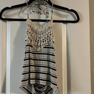 Green and creame halter top